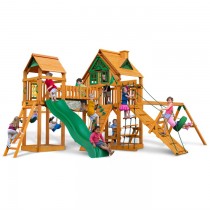 Pioneer Peak Treehouse Cedar Swing Set with Wood Roofs & Amber Posts